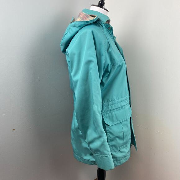 Vintage 80's Woolrich Blue Plaid Lined Winter Parka Field Jacket Hooded Medium - Picture 7 of 13